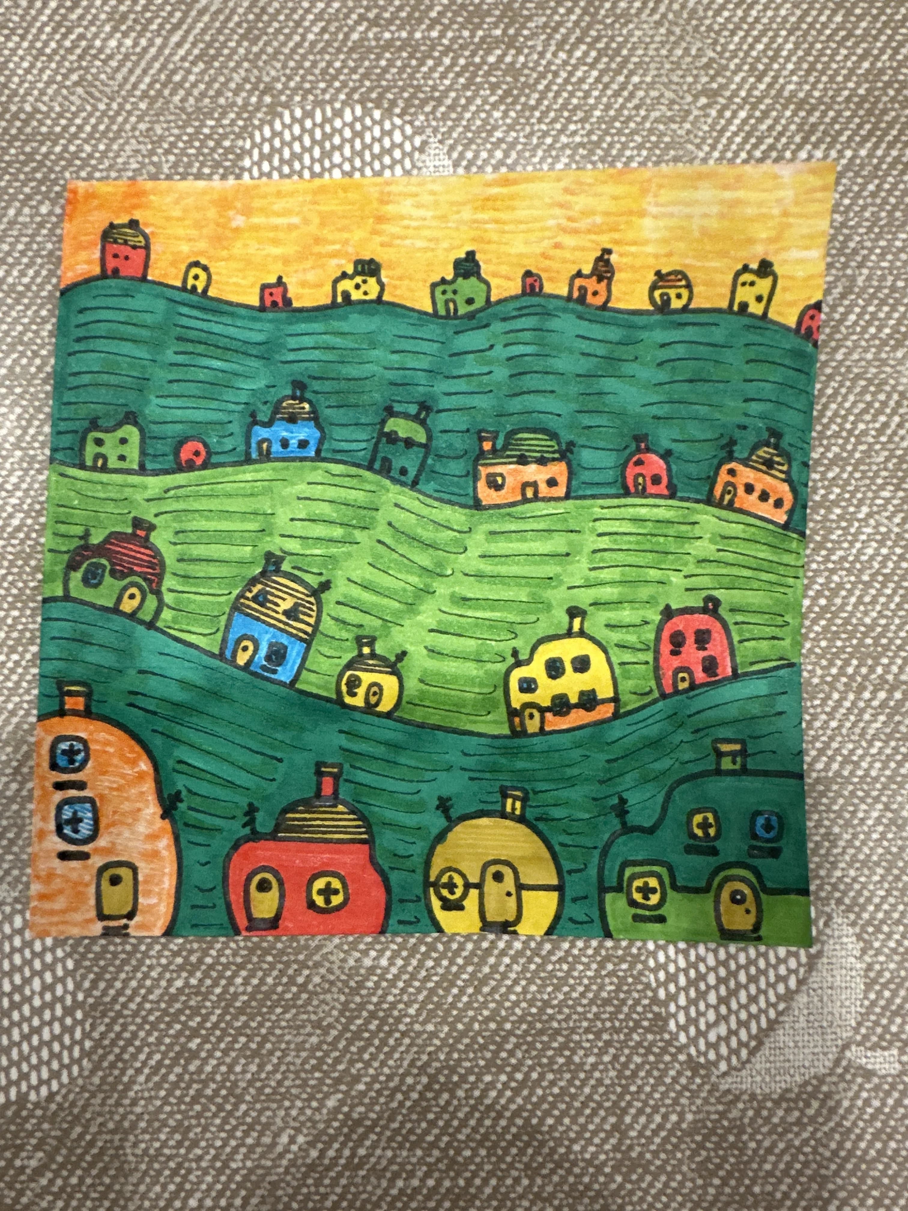 Colour Houses - Lucas Art - Original artwork by young artist Lucas