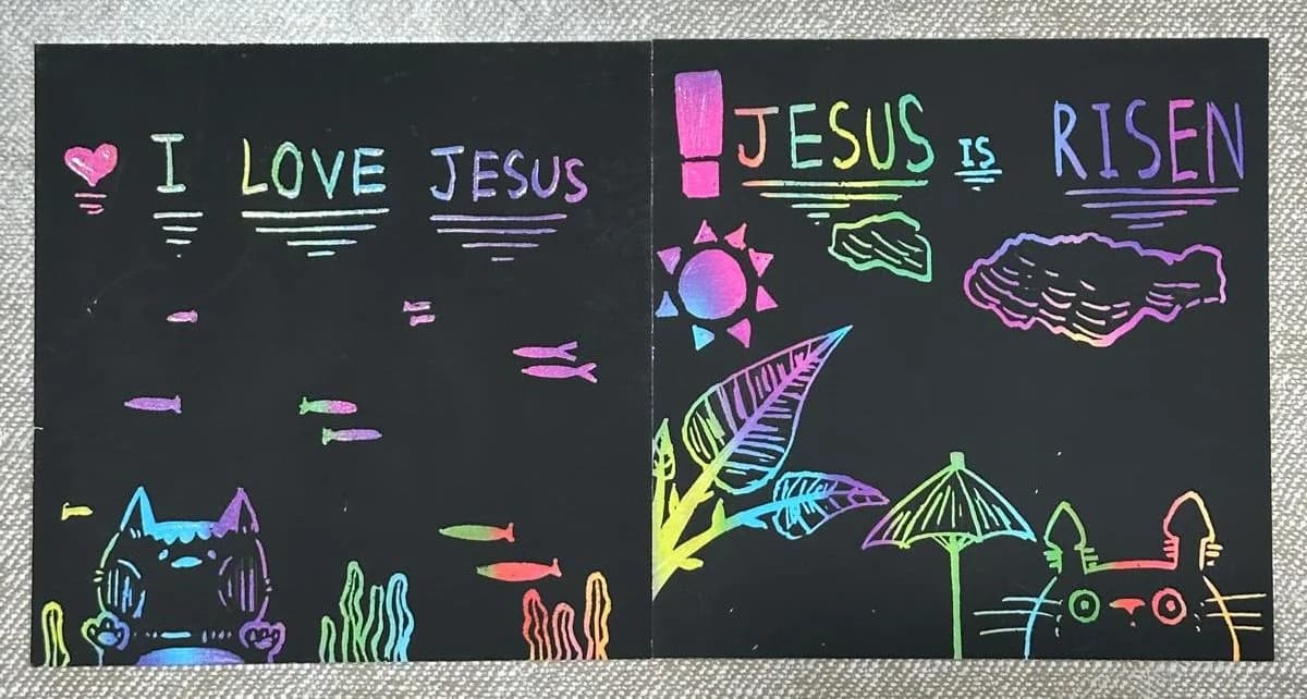 Jesus is risen - Lucas Art - Original artwork by young artist Lucas